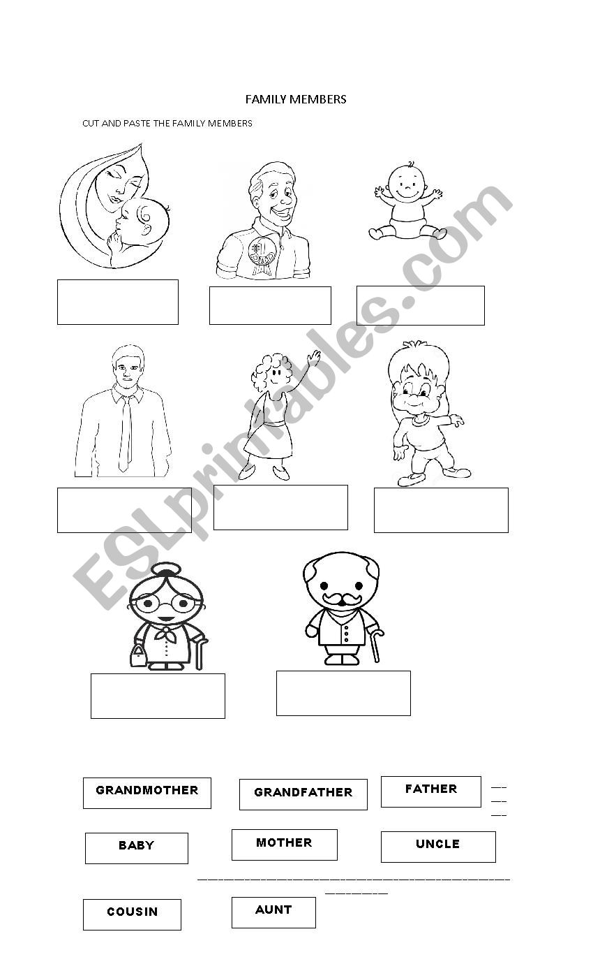 family vocabulary  worksheet
