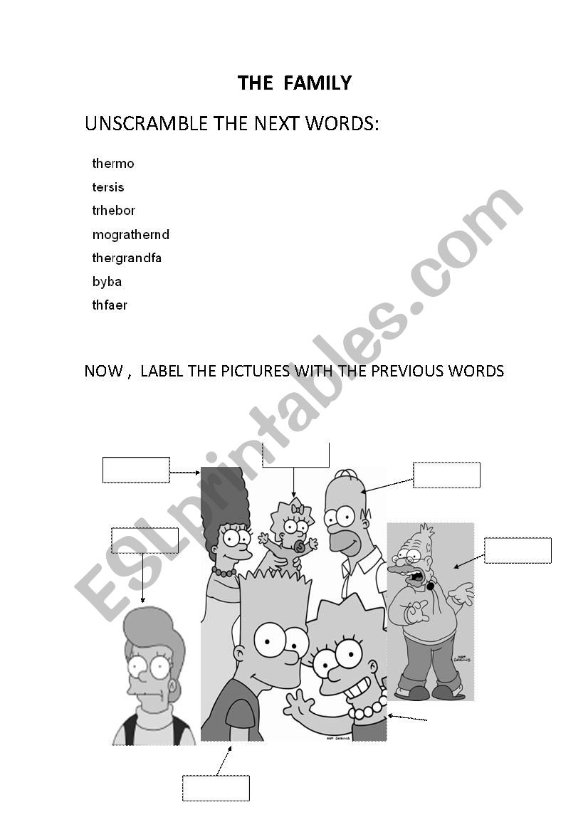 THE FAMILY worksheet