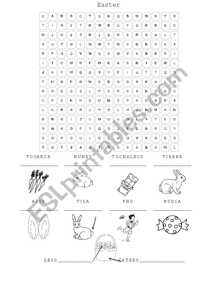 Easter Wordsearch worksheet