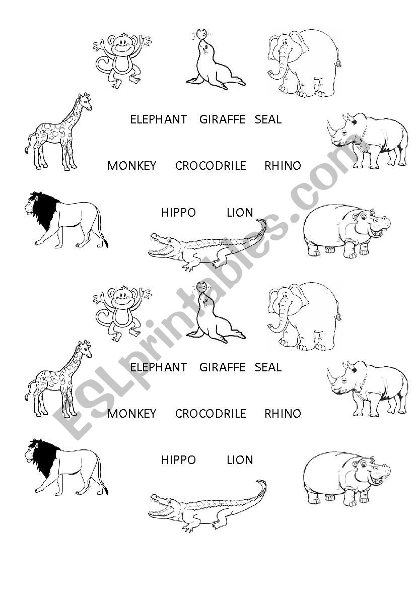 Matching animals  worksheet