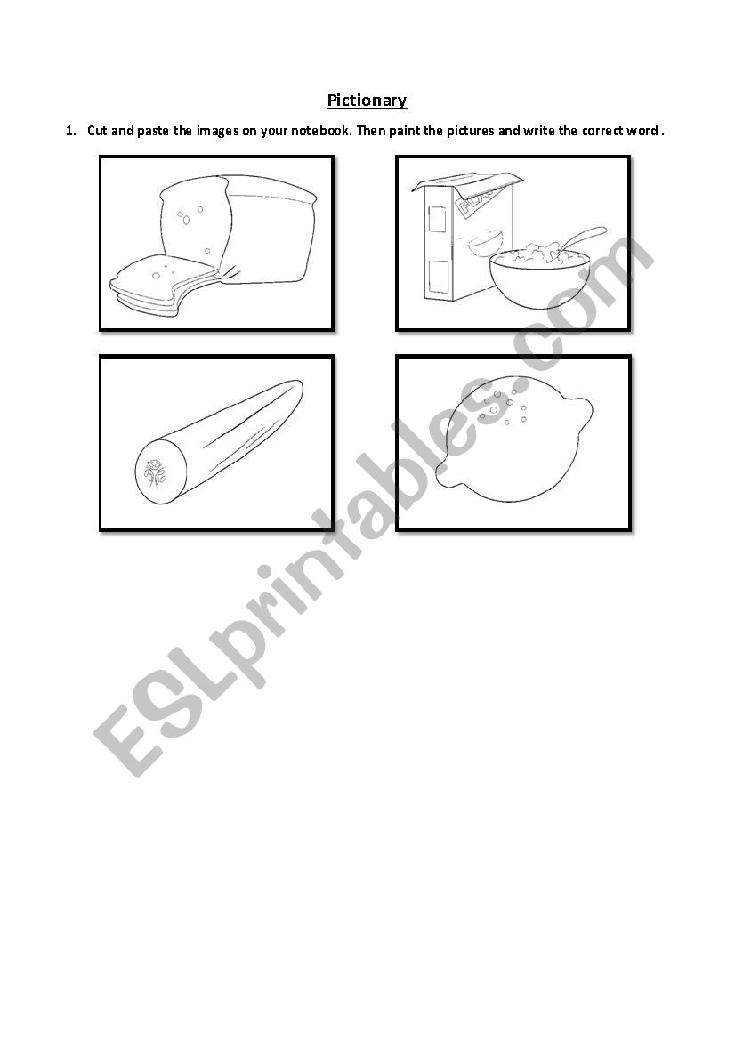 Food Pictonary worksheet
