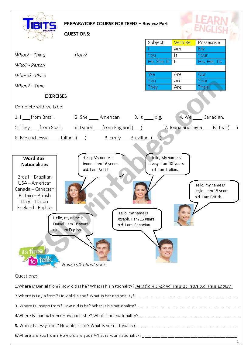 Verb be - Possessive - Can and CanÂ´t