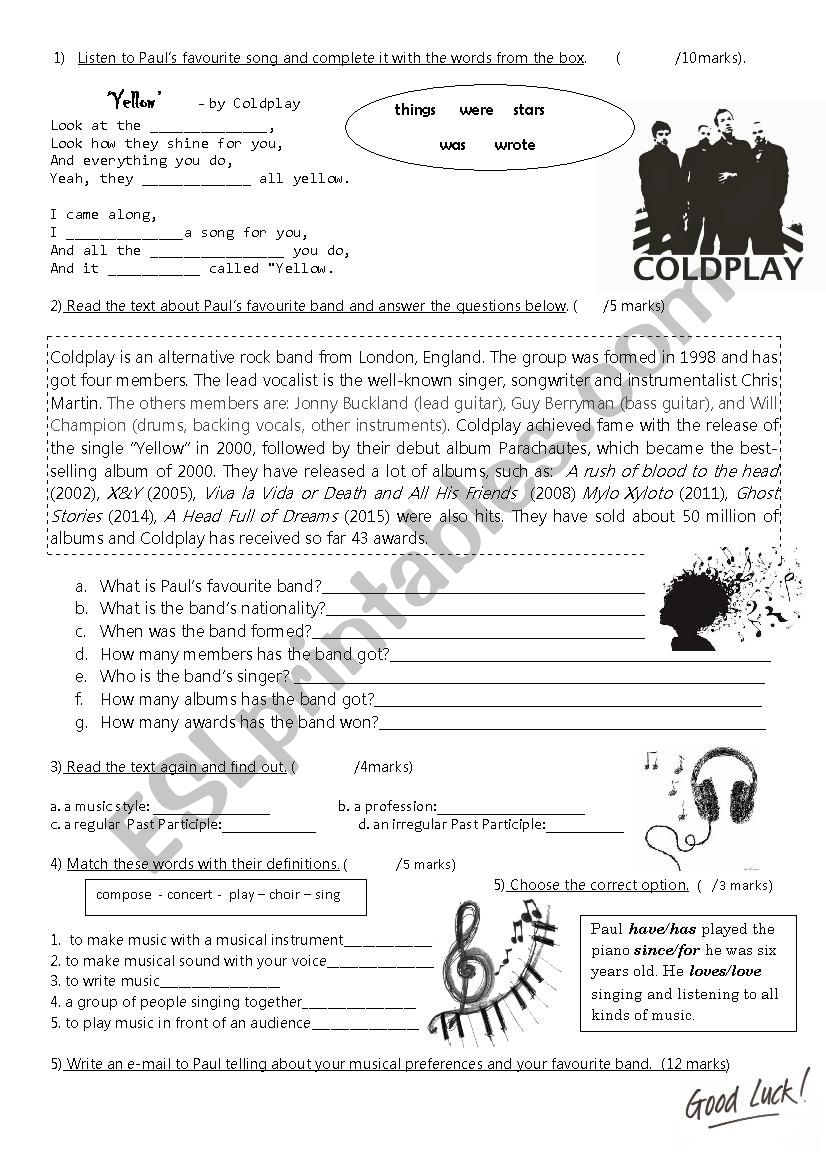 Music worksheet