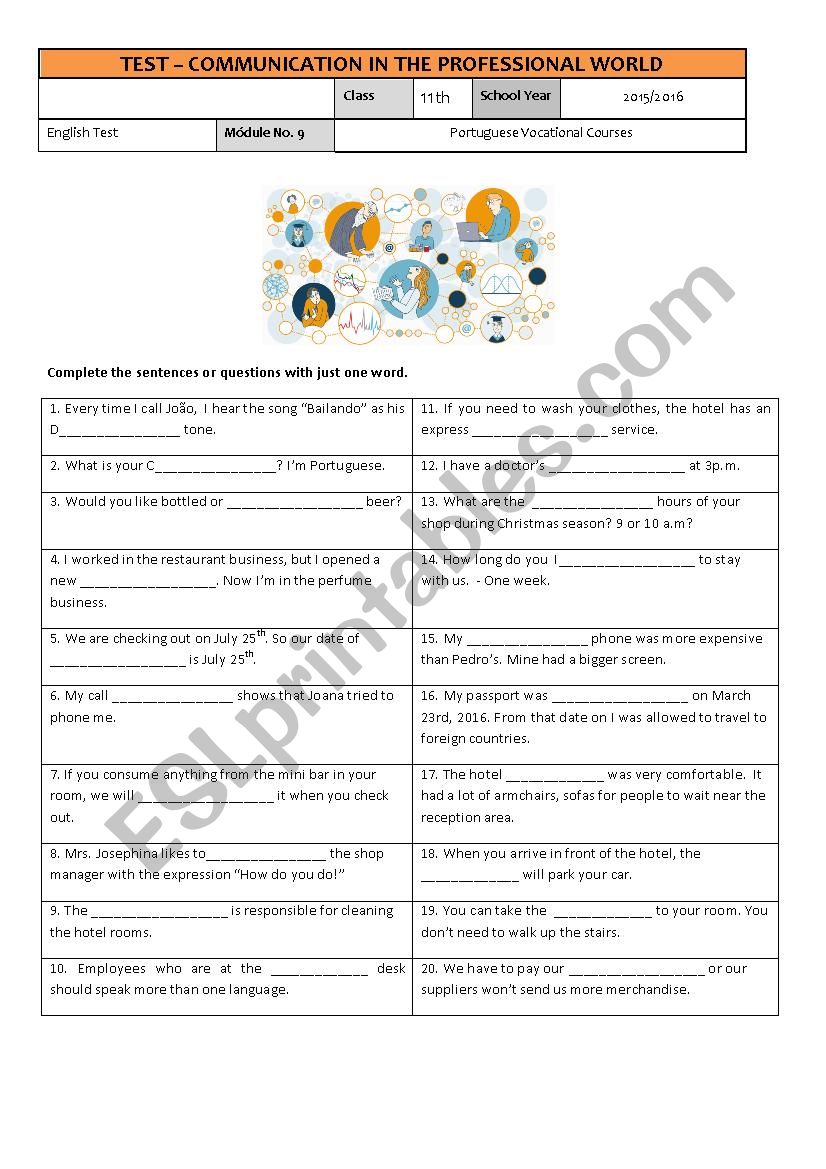 Test - Module 9  - Communication in the professional world