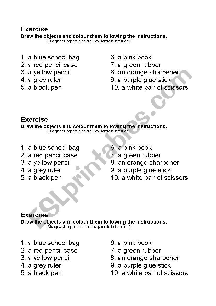 colours and shapes worksheet