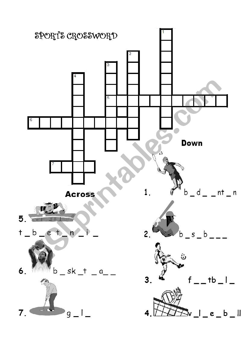 SPORTS CROSSWORD worksheet