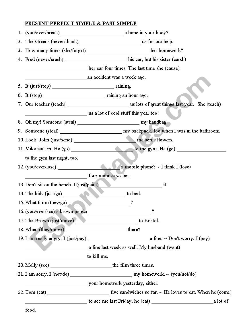 Present Perfect - Past Simple worksheet