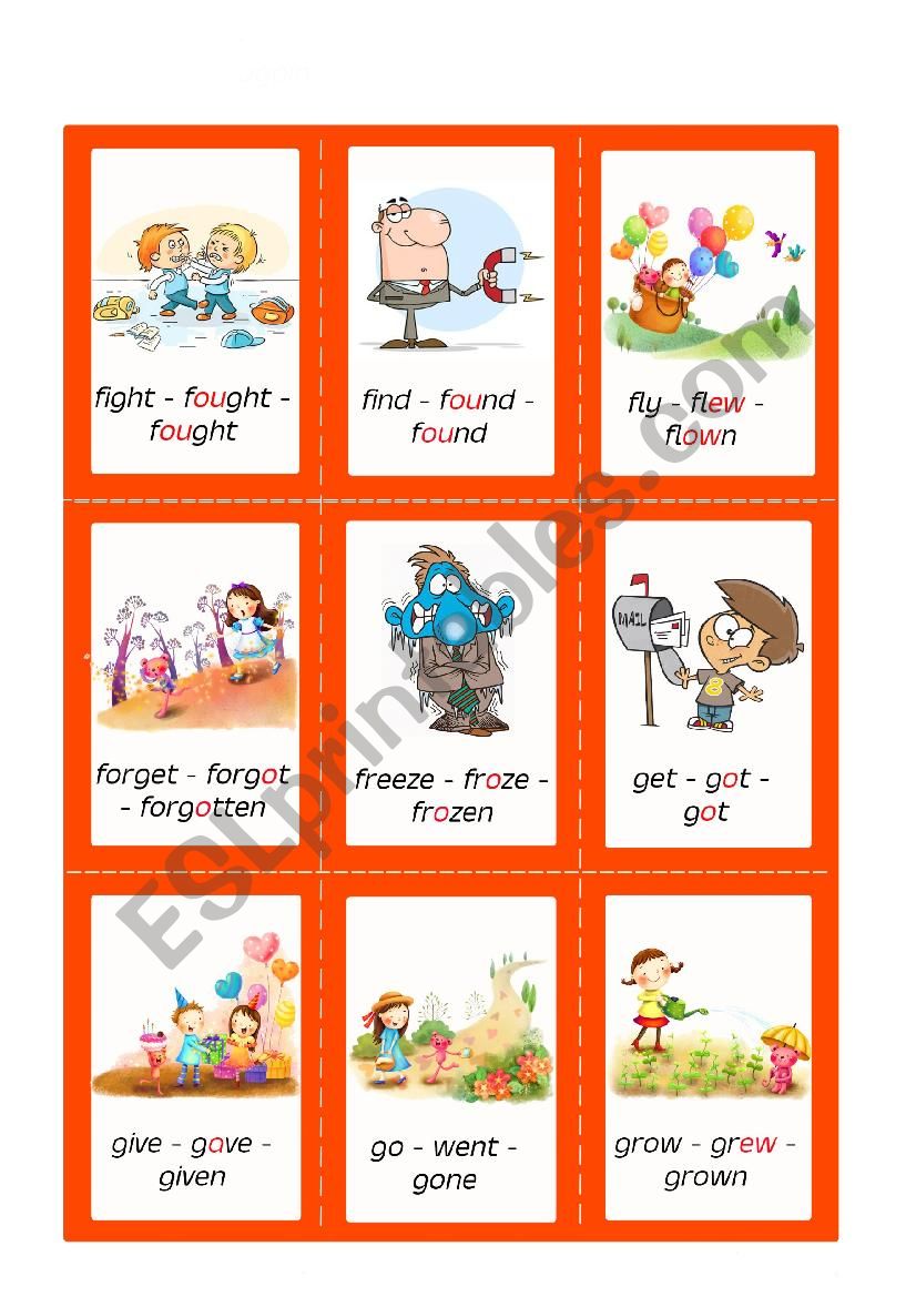 Irregular Verbs - Cards - Set 4/10