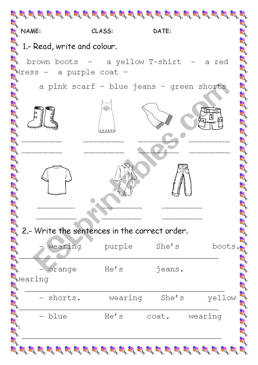 CLOTHES worksheet