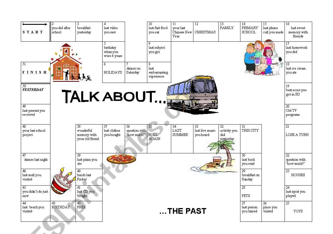 Past tense game worksheet