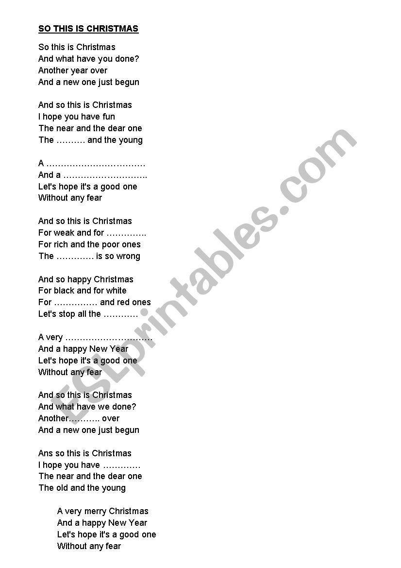 so this is christmas worksheet