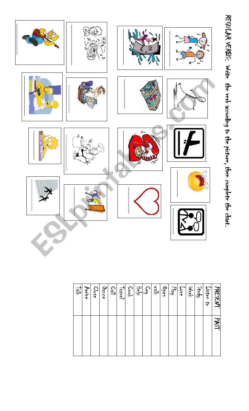 REGULAR VERBS-PAST-MATCH worksheet