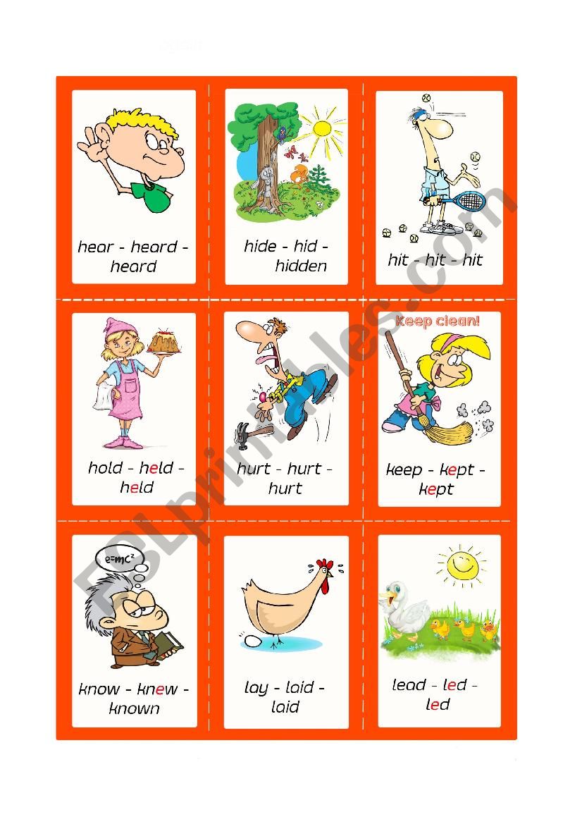 Irregular Verbs - Cards - Set 5/10