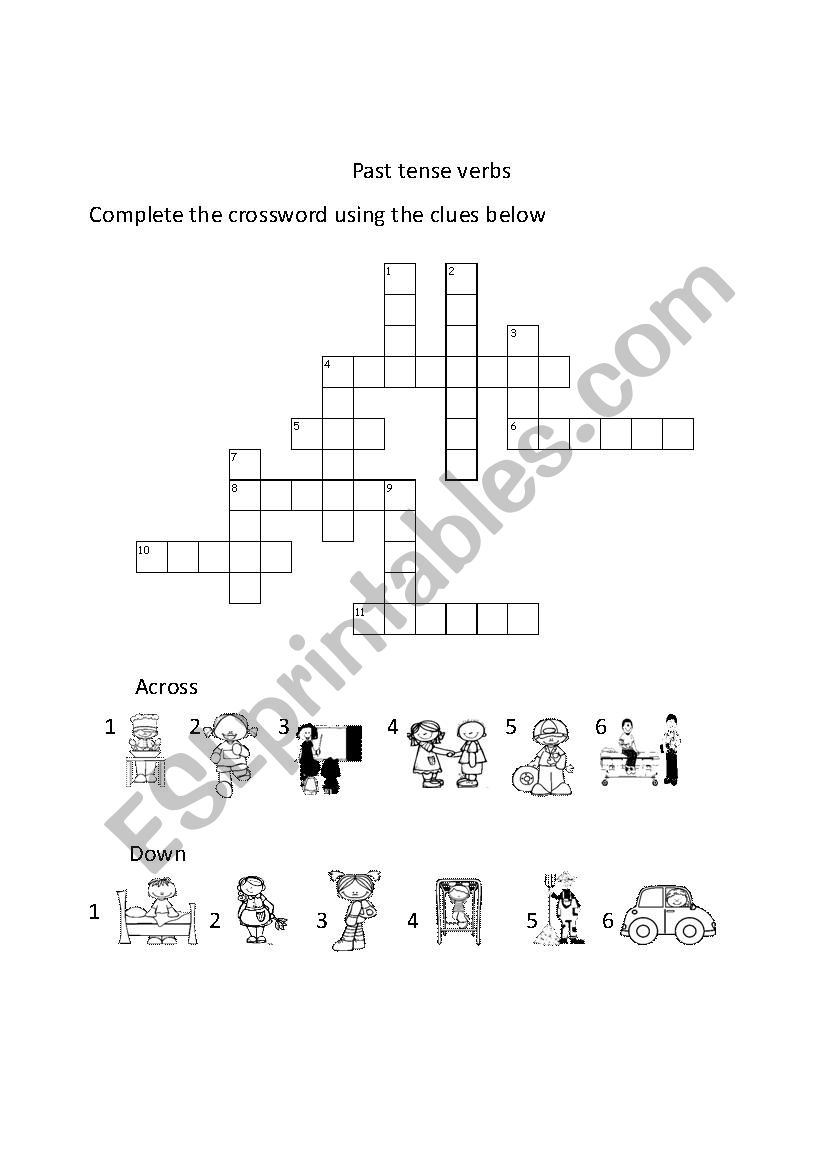 verbs crossword worksheet