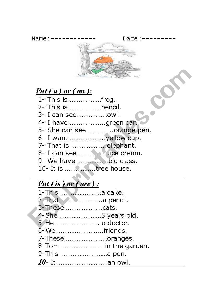 verb to be worksheet