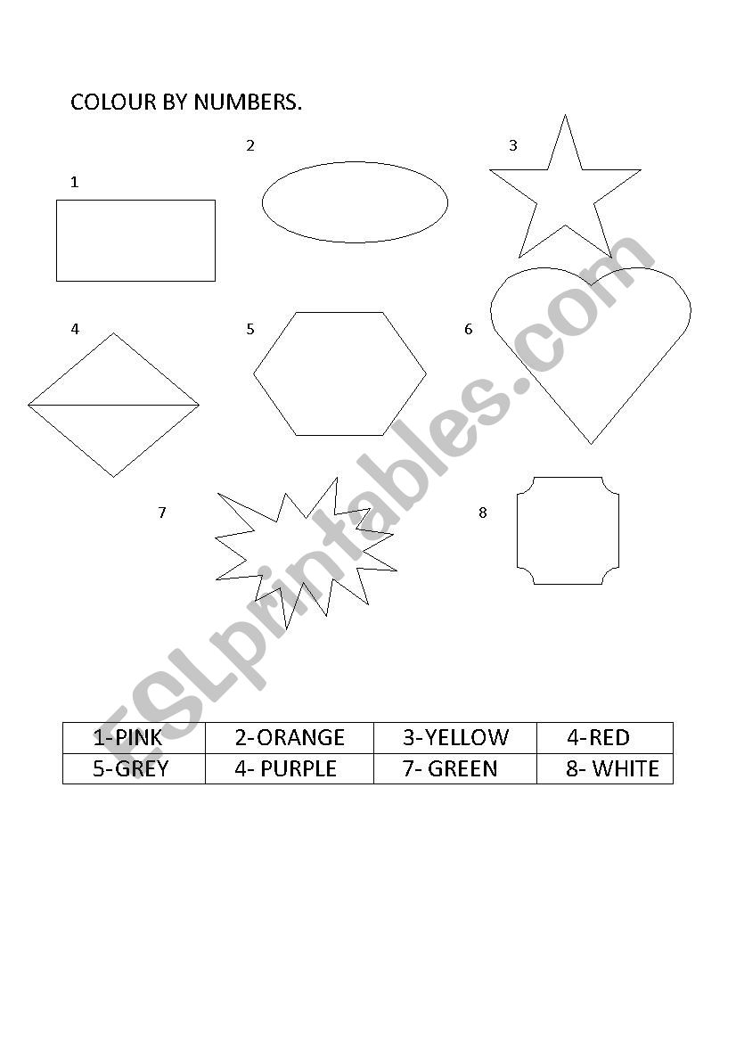 colours worksheet