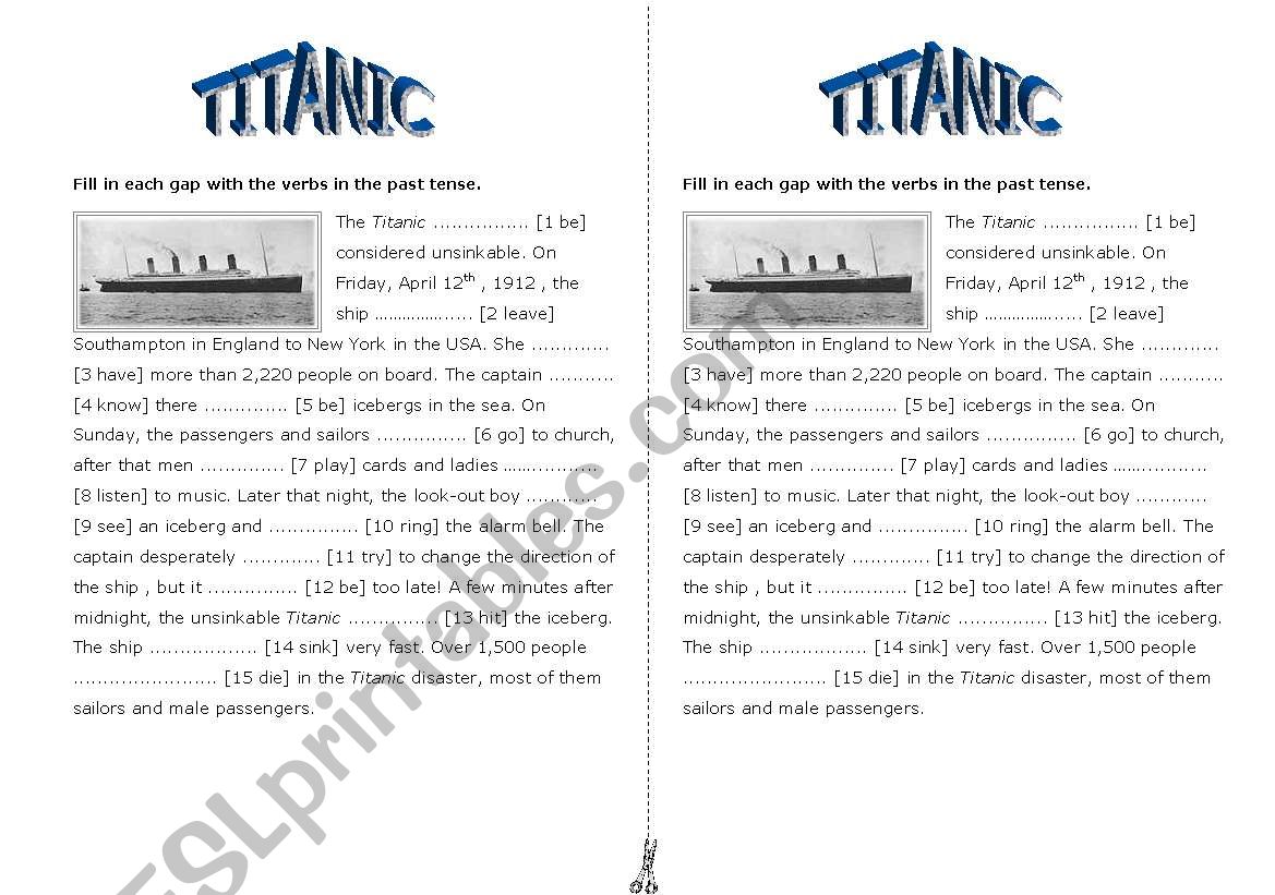 TITANIC worksheet