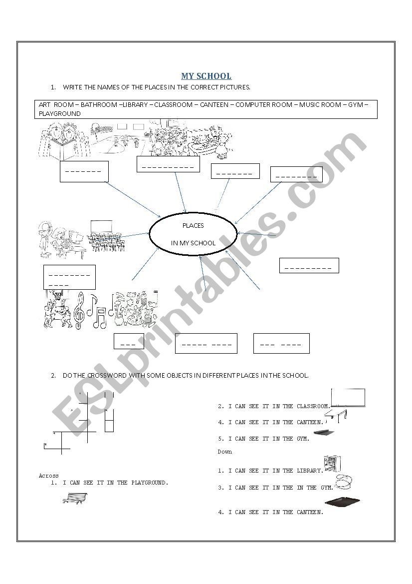 Places in my school. worksheet