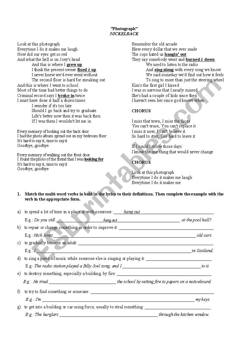 Photograph - Used to worksheet