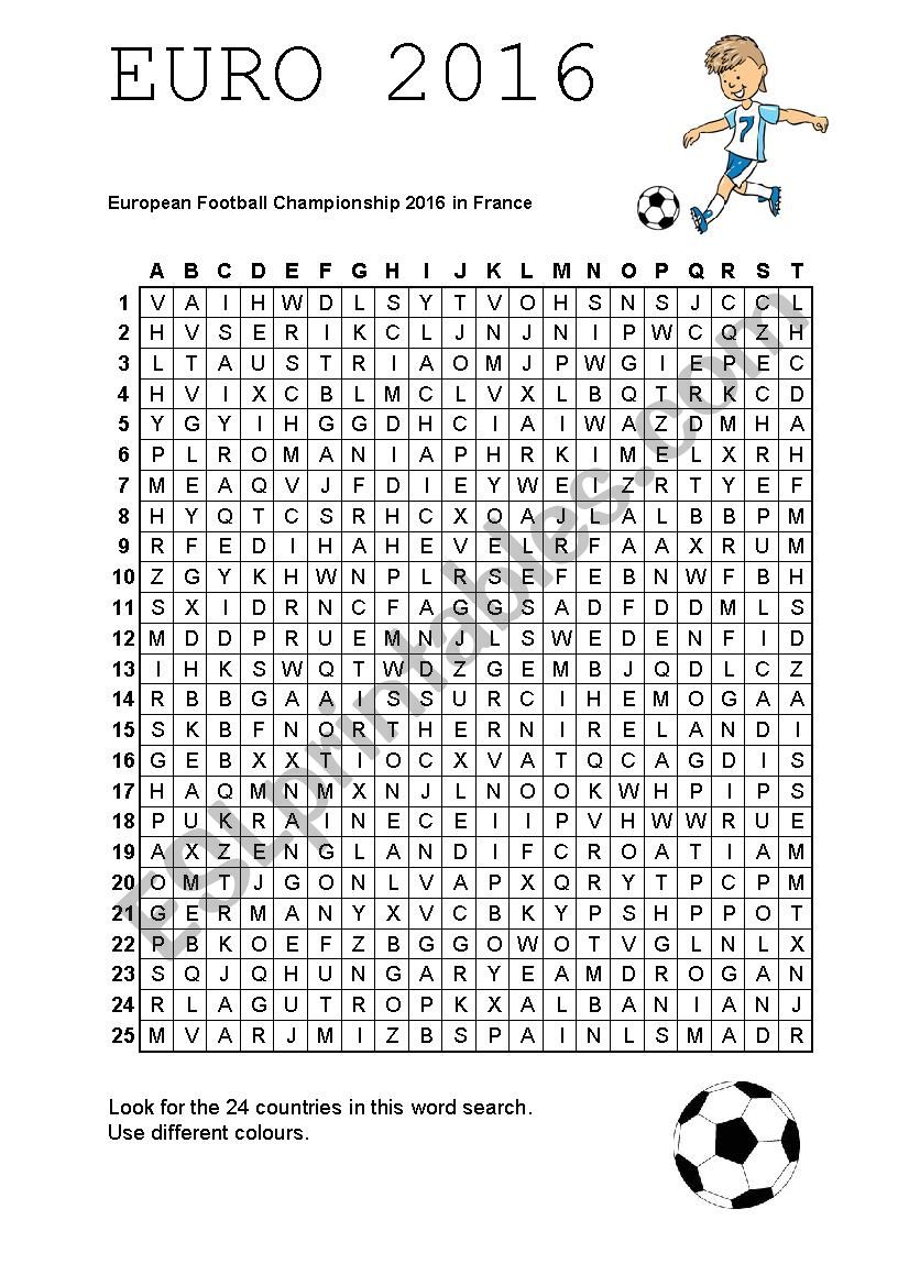 European Football Championship 2016 - Word search