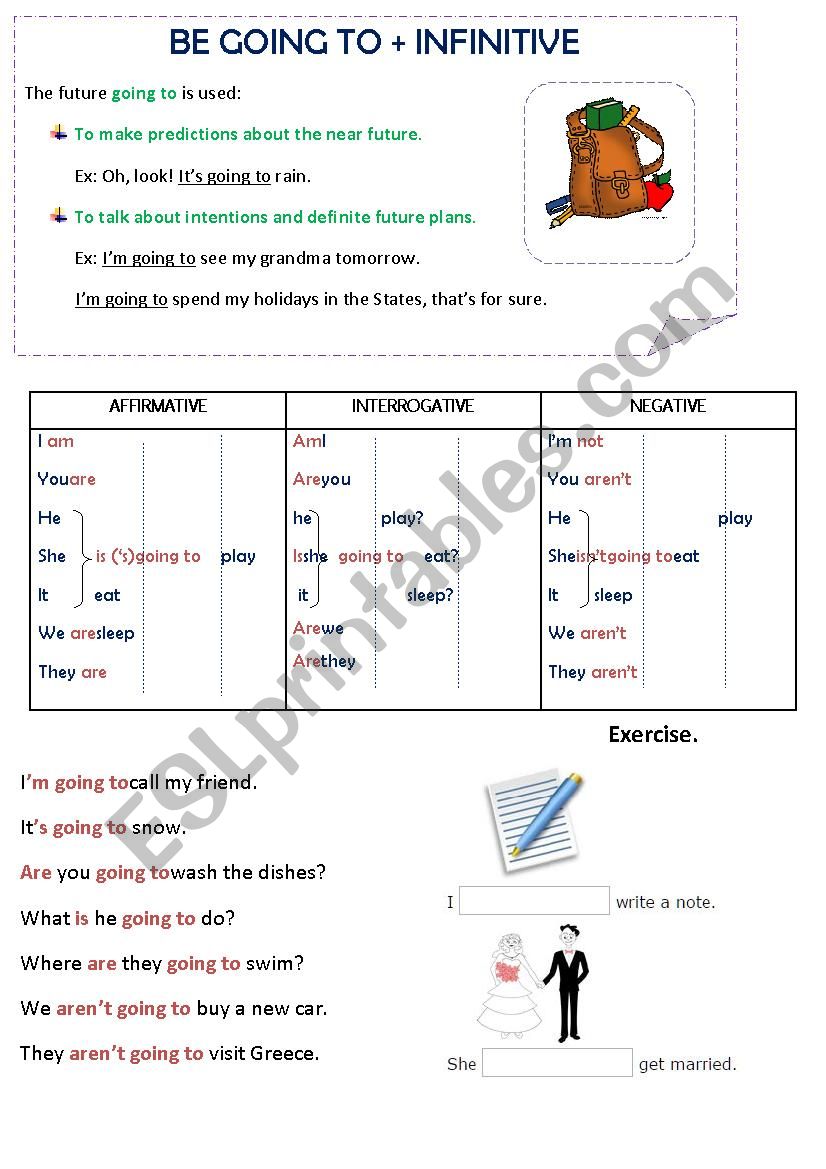 to be going to (infinitive) worksheet