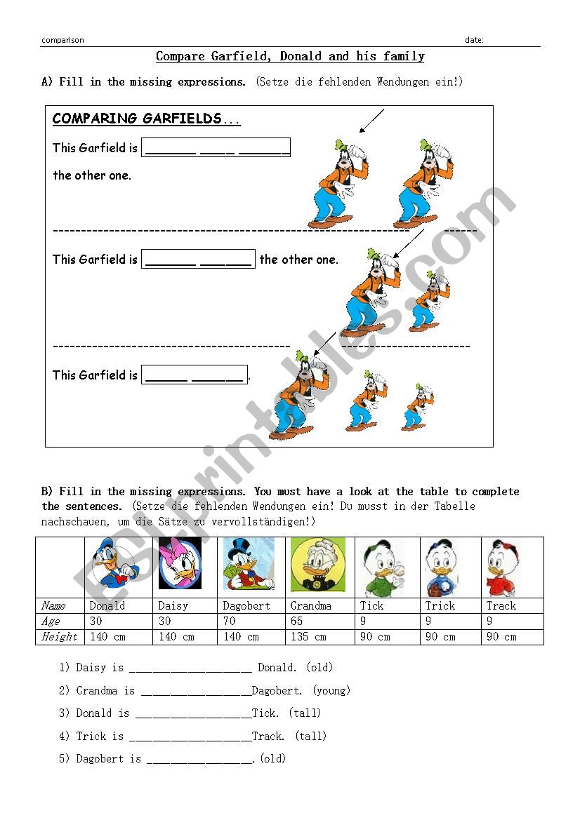 Comparison worksheet