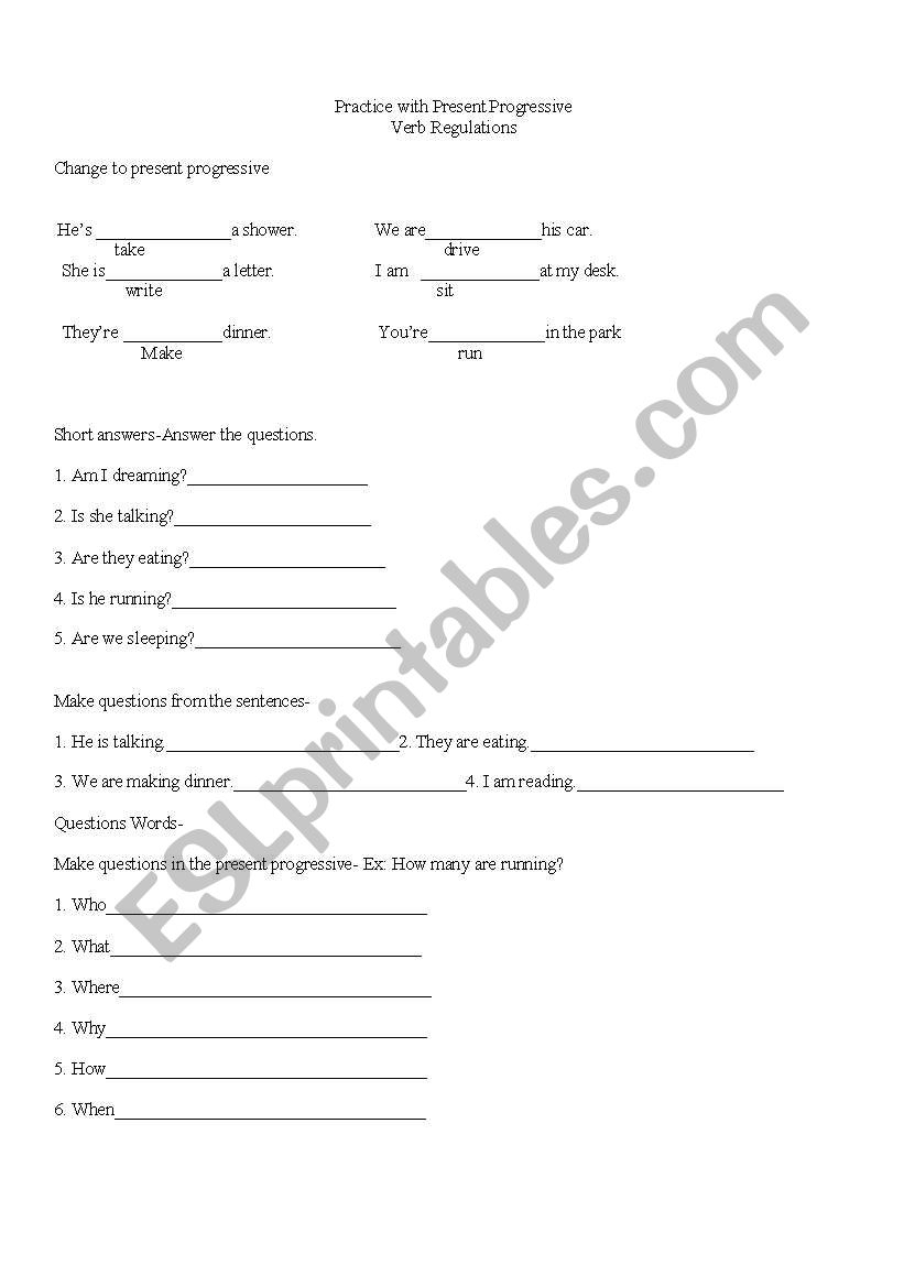 Present Progressive  worksheet