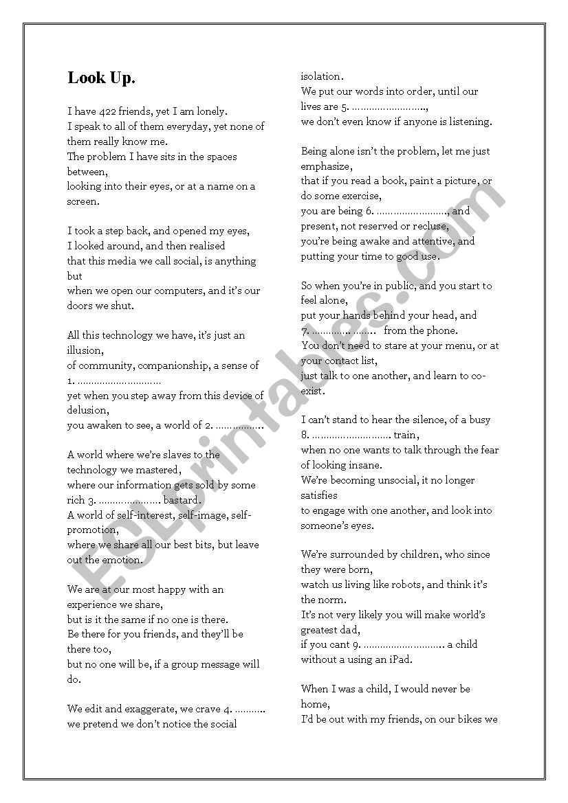 Look up  worksheet