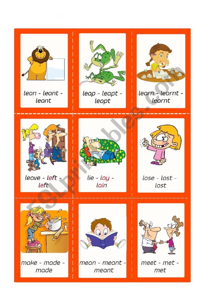 Irregular Verbs - Cards - Set 6/10