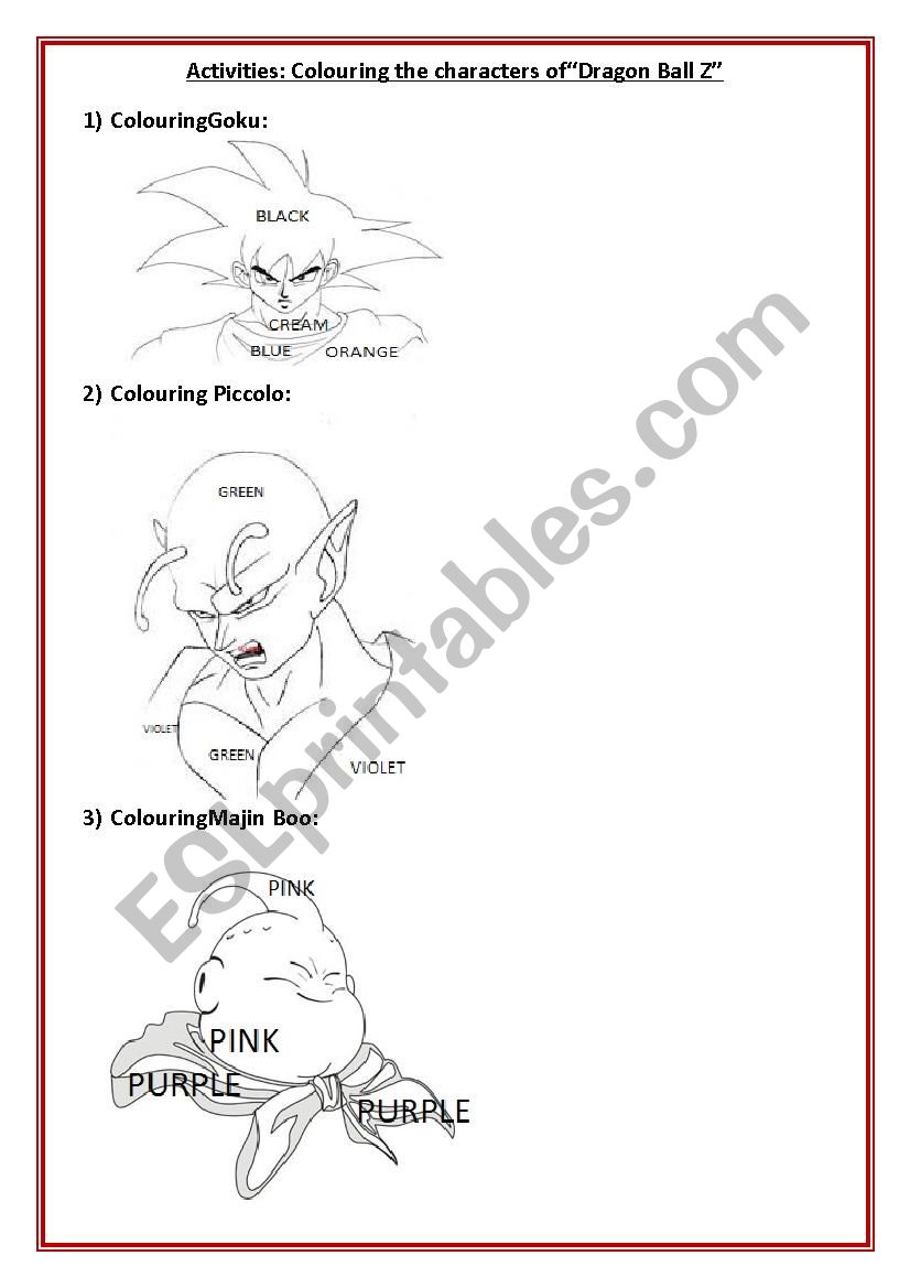 Colours worksheet