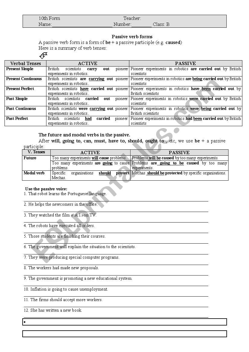 Passive voice worksheet