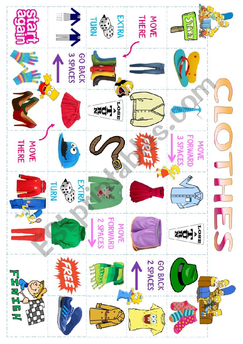 Clothes Board Game worksheet