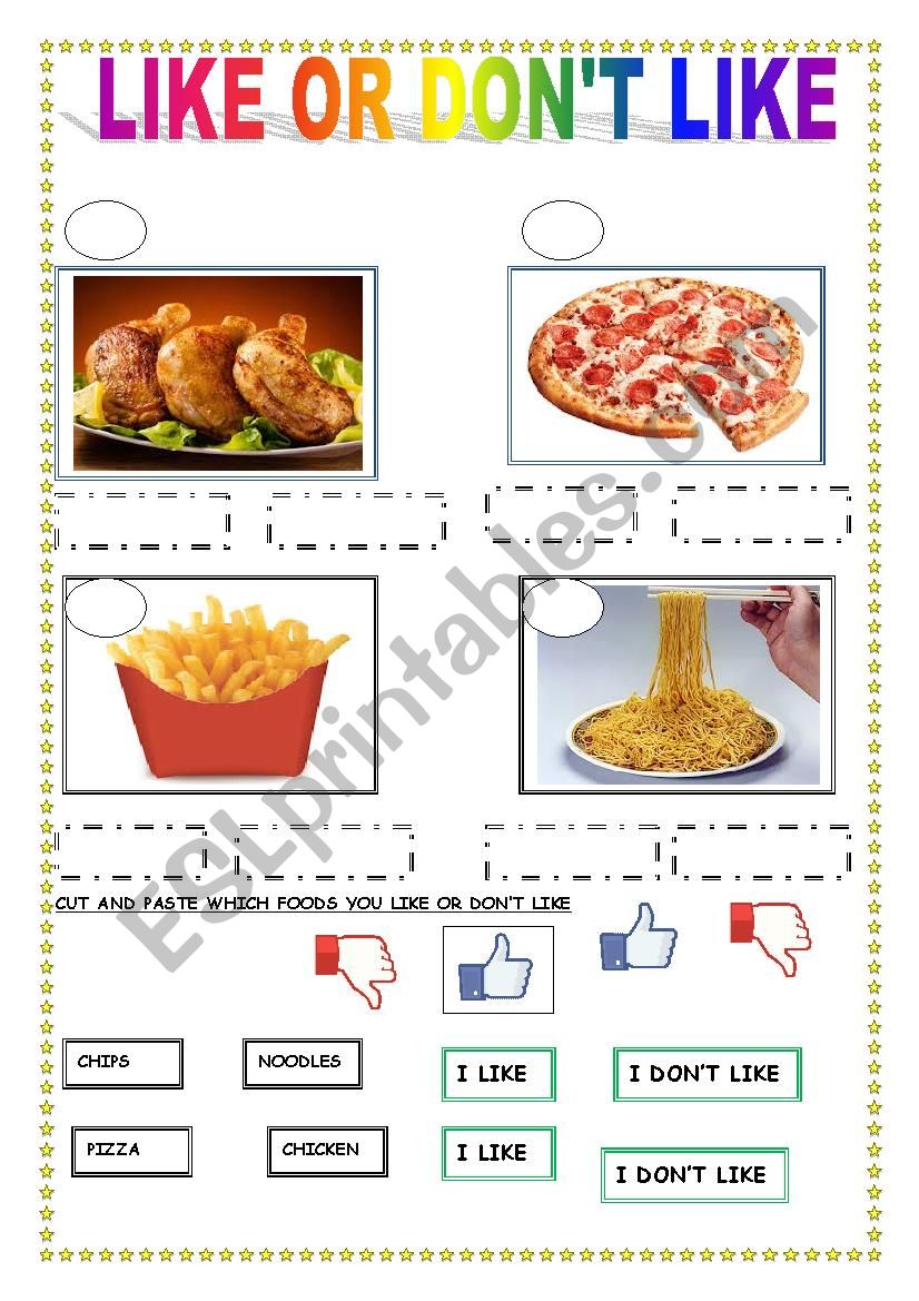 LIKE OR DISLIKE FOODS worksheet