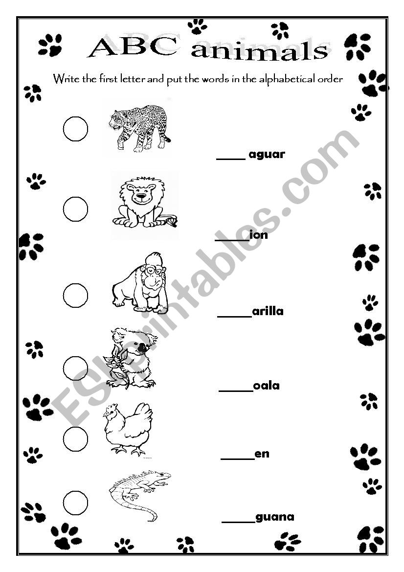 ABC animals 2 worksheet