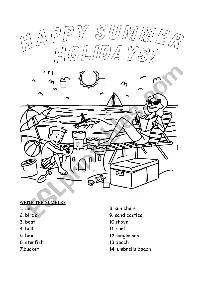 Happy holidays summer worksheet