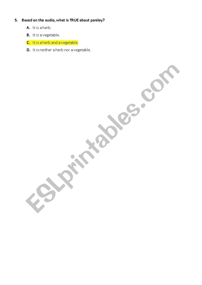 listening - test worksheet