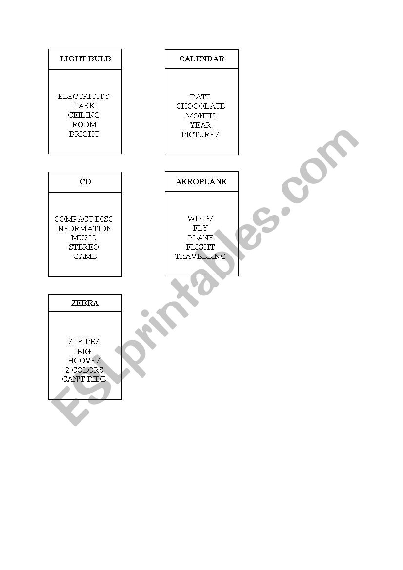 Taboo Cards 2 worksheet