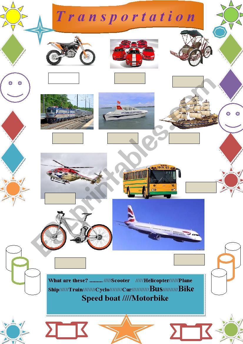 Transportation vocab worksheet