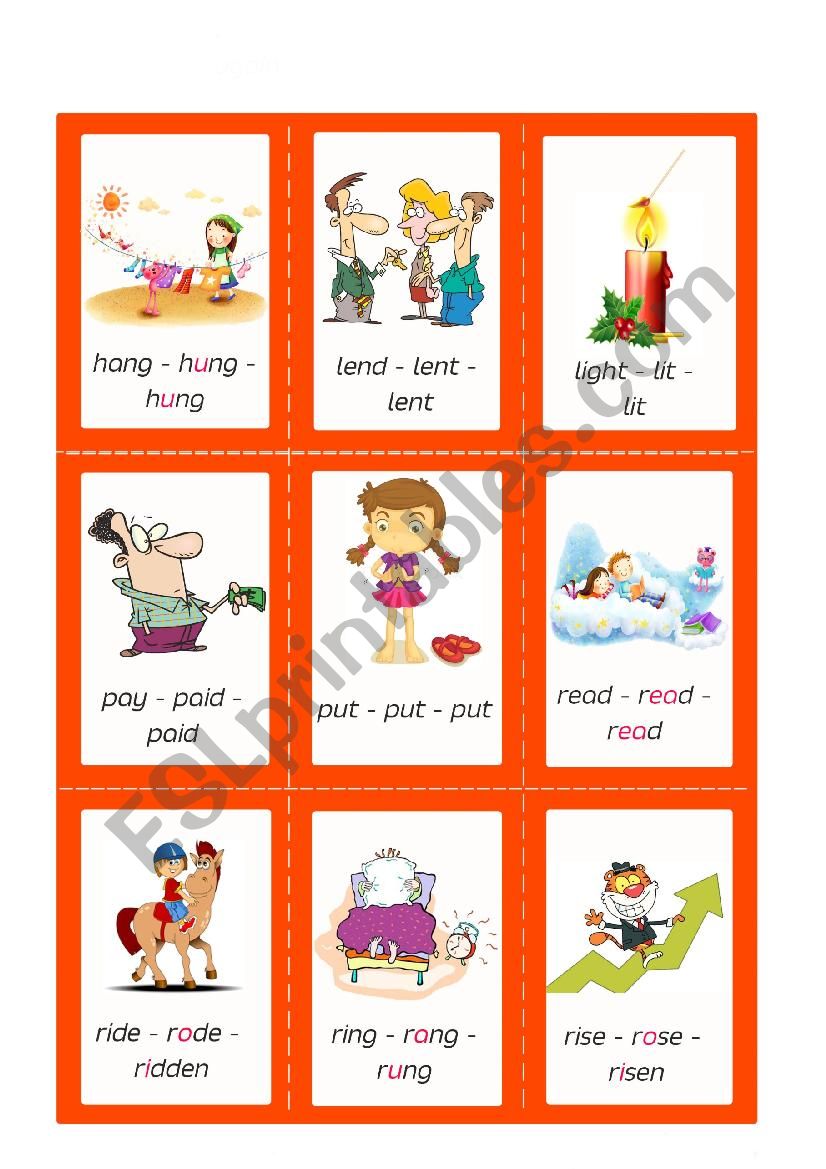 Irregular Verbs - Cards - Set 7/10