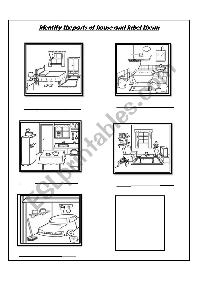 Rooms of houses worksheet