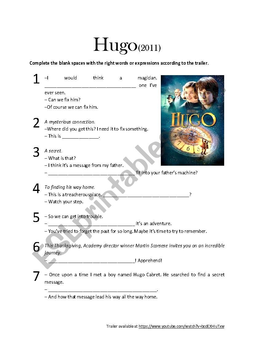 Movie trailer (listening activity) - Hugo