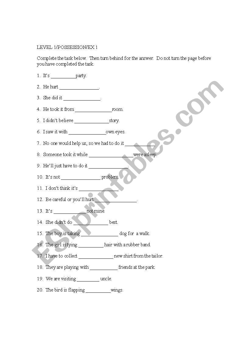 Grammar worksheet