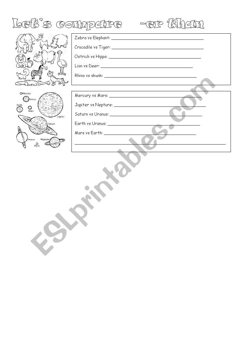 letÂ´s compare worksheet