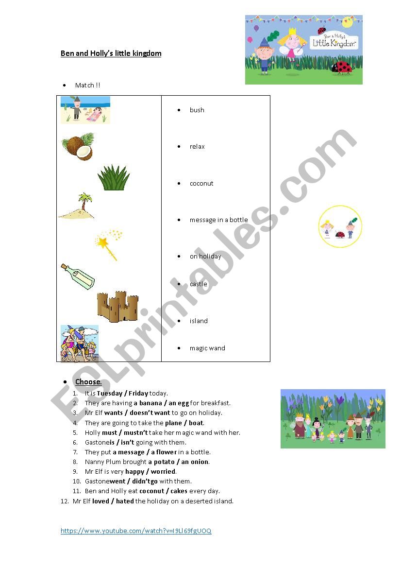 ben and holly - holiday worksheet