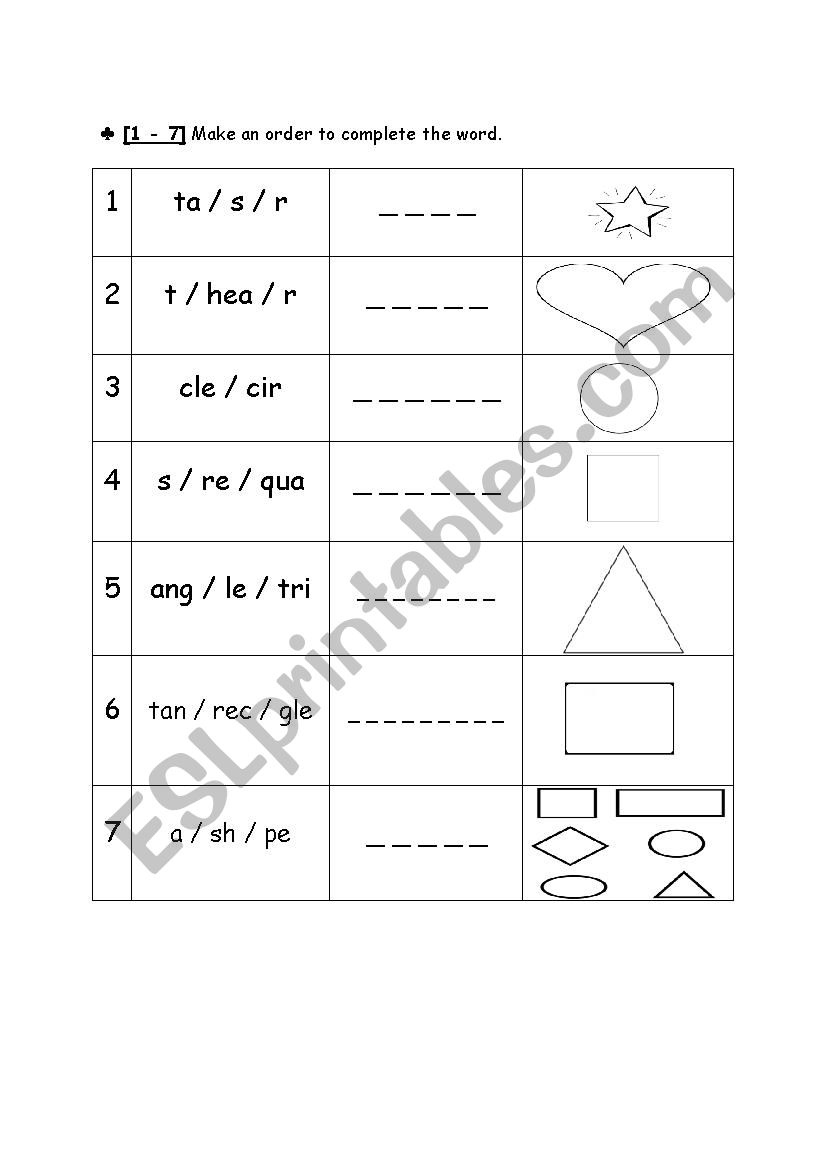 Shapes worksheet