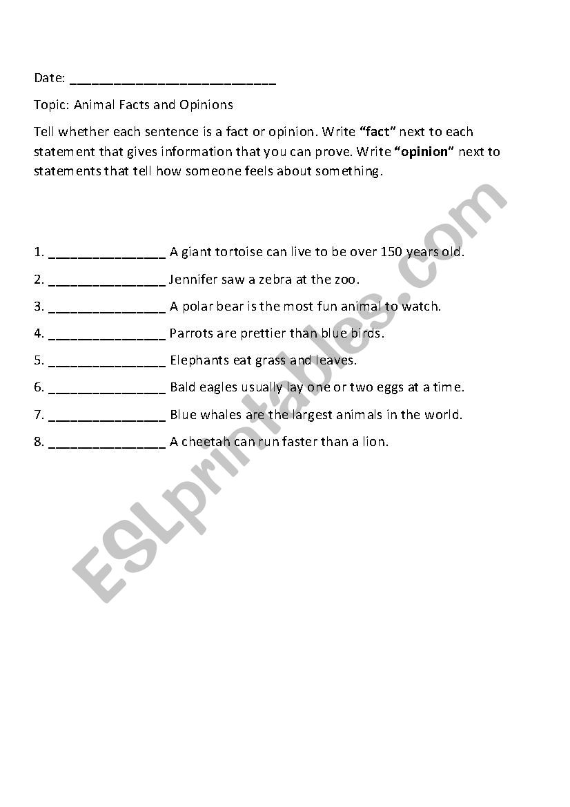 fact and opinion worksheet