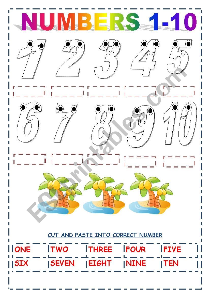 NUMBER (CUT AND PASTE) worksheet