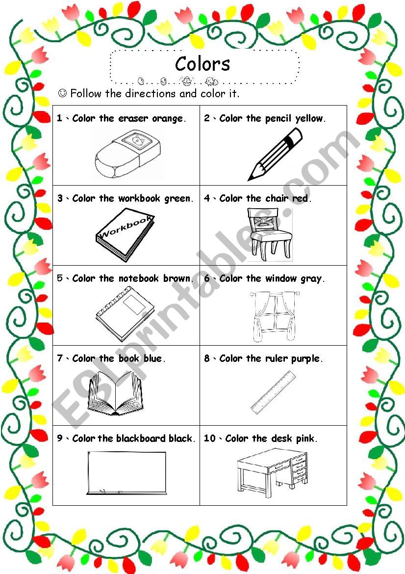 Colors worksheet