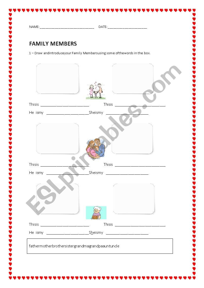 FAMILY MEMBERS worksheet