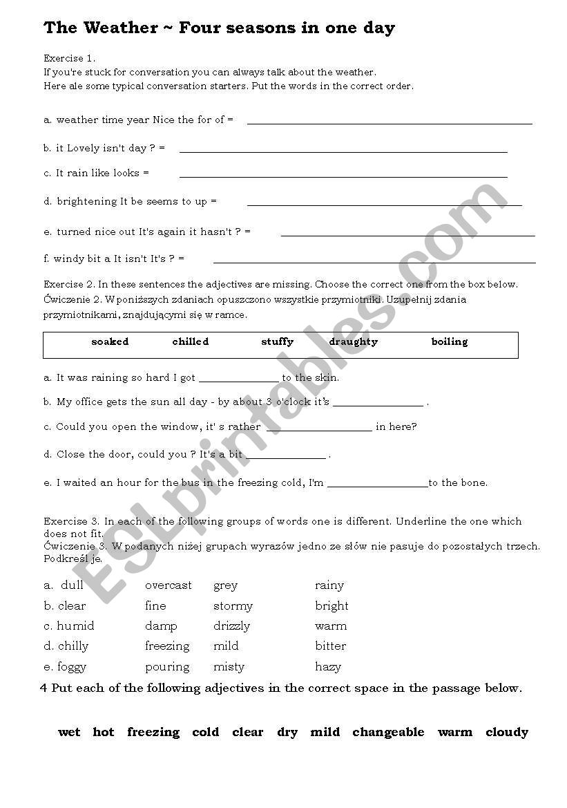 The weather - four seasons worksheet